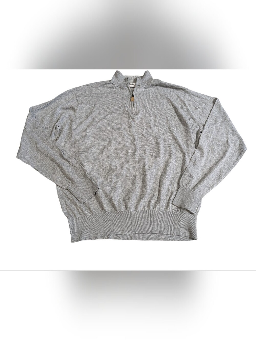 Peter Millar Crown Soft Cotton Silk Blend Gray Quarter Zip Men's Sweater Large